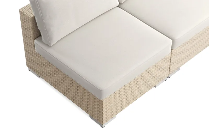 Bahamas U-formad utomhus loungegrupp med öppet avslut, 9-sits med bord och hylla - Beige - Utemöbler - Utegrupp - Loungegrupp