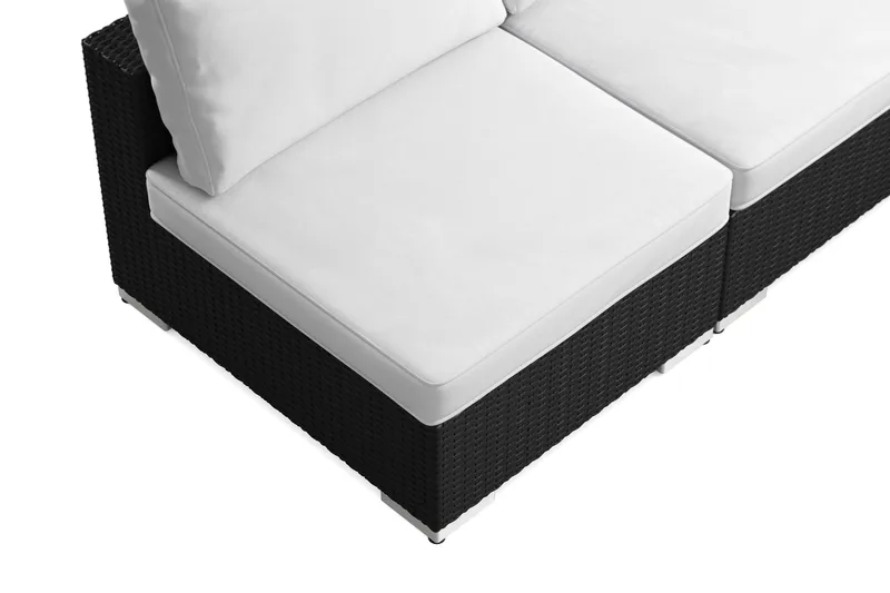 Bahamas U-formad utomhus loungegrupp med öppet avslut, 9-sits med bord och hylla - Svart - Utemöbler - Utegrupp - Loungegrupp