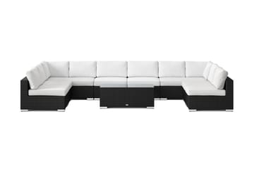 Bahamas U-formad utomhus loungegrupp med öppet avslut, 9-sits med bord - Svart - Utemöbler - Utegrupp - Loungegrupp