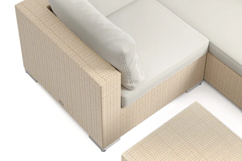 Bahamas U-formad utomhus loungegrupp med stängt avslut, 7-sits med bord - Beige - Utemöbler - Utegrupp - Loungegrupp