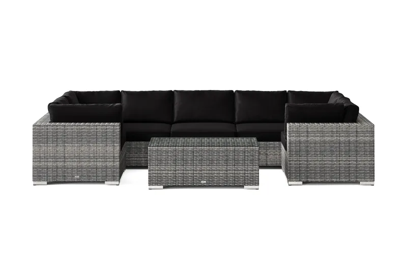 Bahamas U-formad utomhus loungegrupp med stängt avslut, 7-sits med bord - Grå - Utemöbler - Utegrupp - Loungegrupp