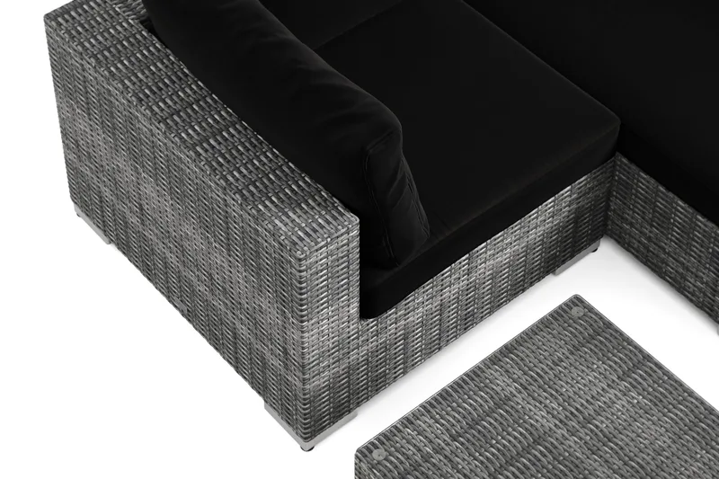 Bahamas U-formad utomhus loungegrupp med stängt avslut, 7-sits med bord - Grå - Utemöbler - Utegrupp - Loungegrupp