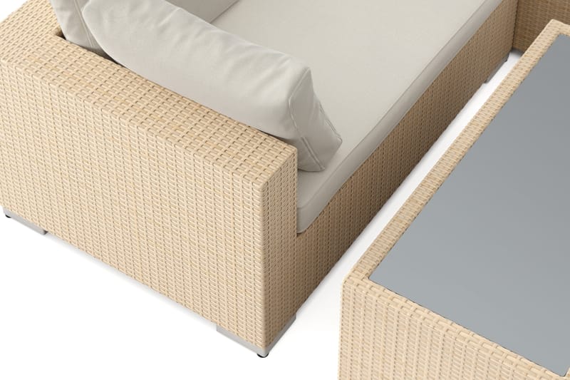 Bahamas U-formad utomhus loungegrupp med stängt avslut, 8-sits med bord och hylla - Beige - Utemöbler - Utegrupp - Loungegrupp