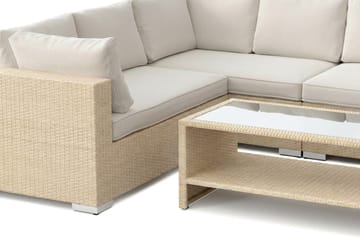 Bahamas U-formad utomhus loungegrupp med stängt avslut, 9-sits med bord och hylla - Beige - Utemöbler - Utegrupp - Loungegrupp