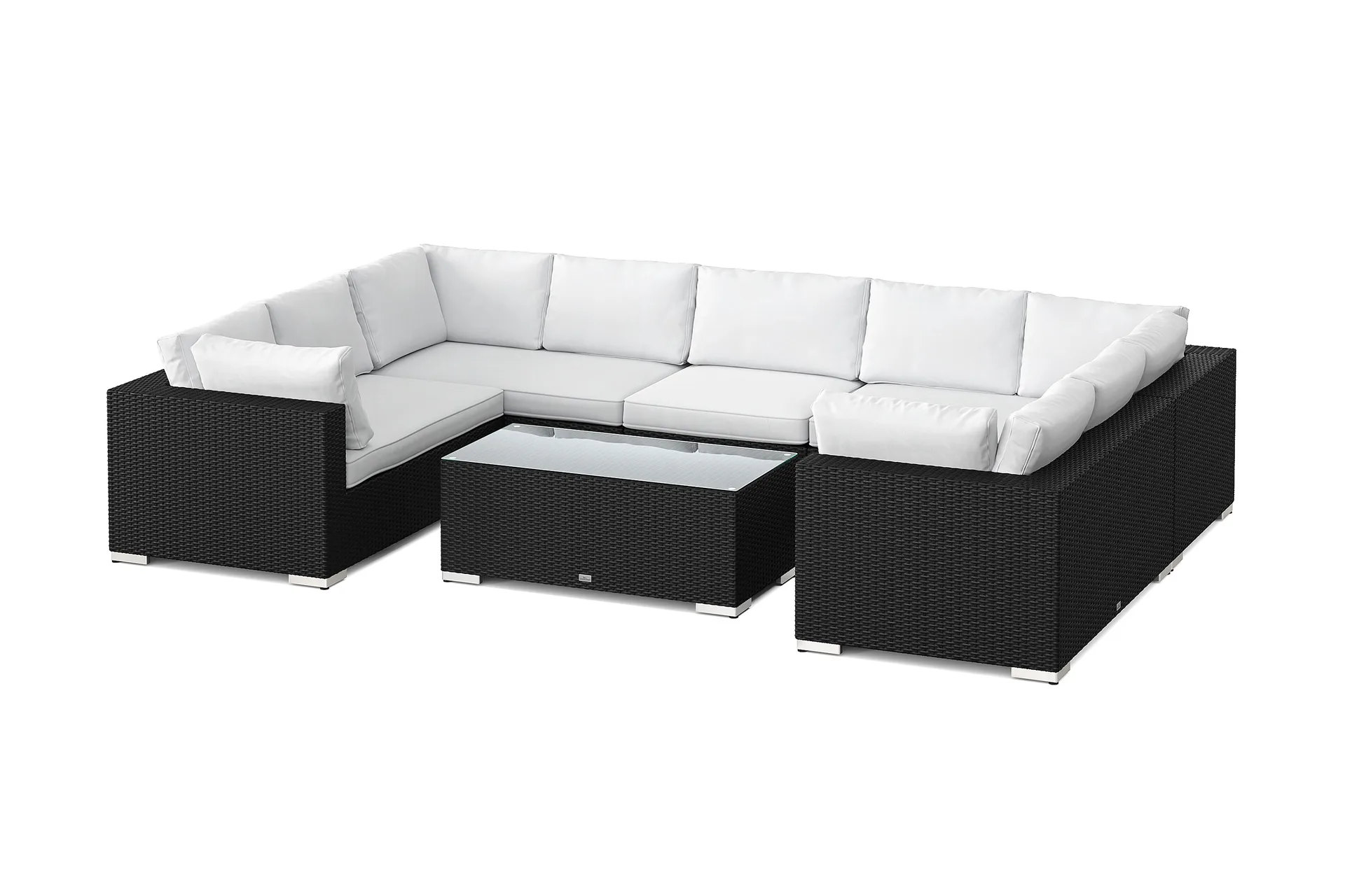 bahamas u-formad utomhus loungegrupp med stängt avslut, 9-sits med bord - svart
