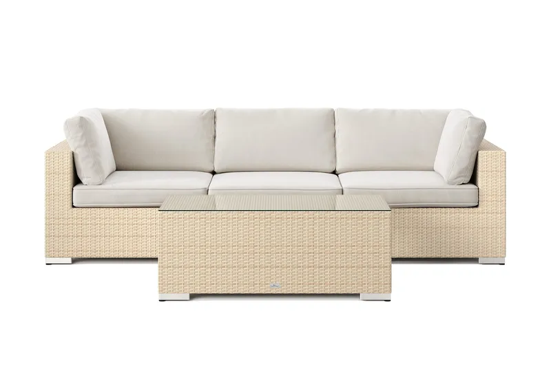 Bahamas utesoffa 3-sits med bord - Beige - Utemöbler - Utegrupp - Loungegrupp