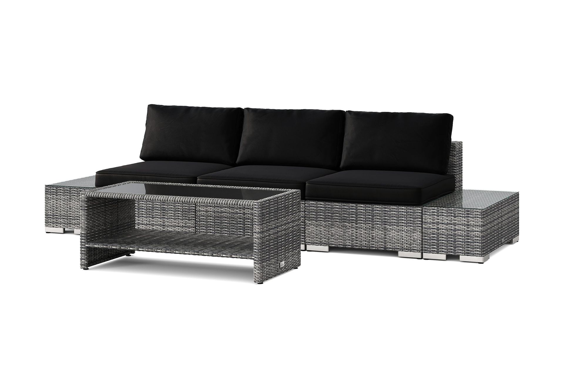 bahamas utesoffa 3-sits med bord med hylla - grå