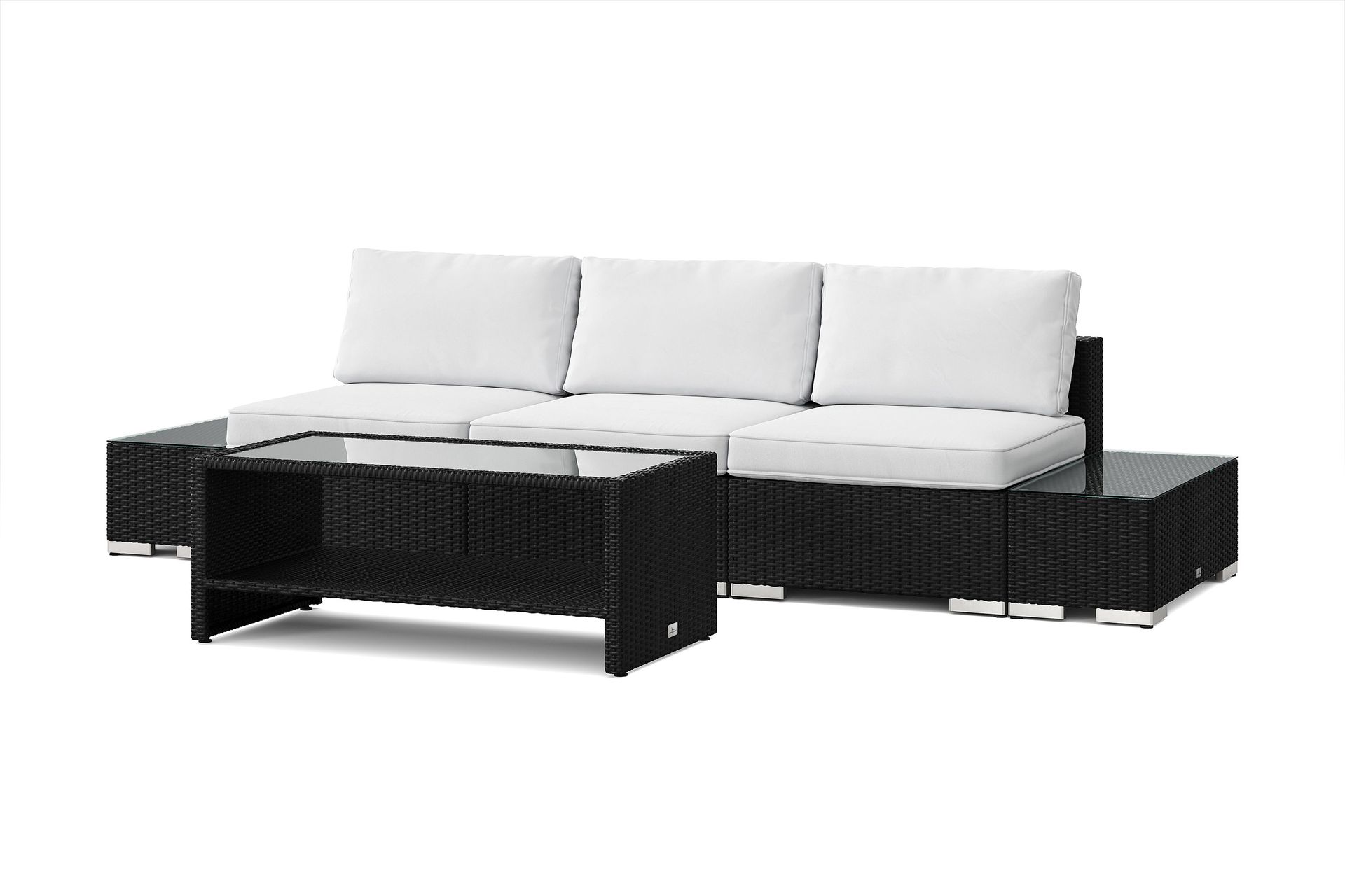 bahamas utesoffa 3-sits med bord med hylla - svart