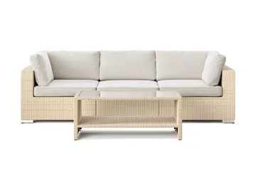 Bahamas utesoffa 3-sits med bord och hylla - Beige - Utemöbler - Utegrupp - Loungegrupp