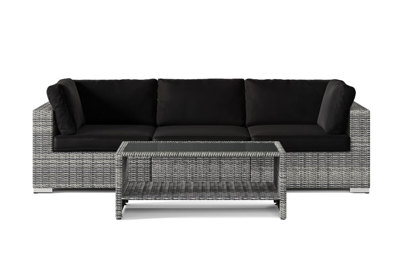 Bahamas utesoffa 3-sits med bord och hylla - Grå - Utemöbler - Utegrupp - Loungegrupp