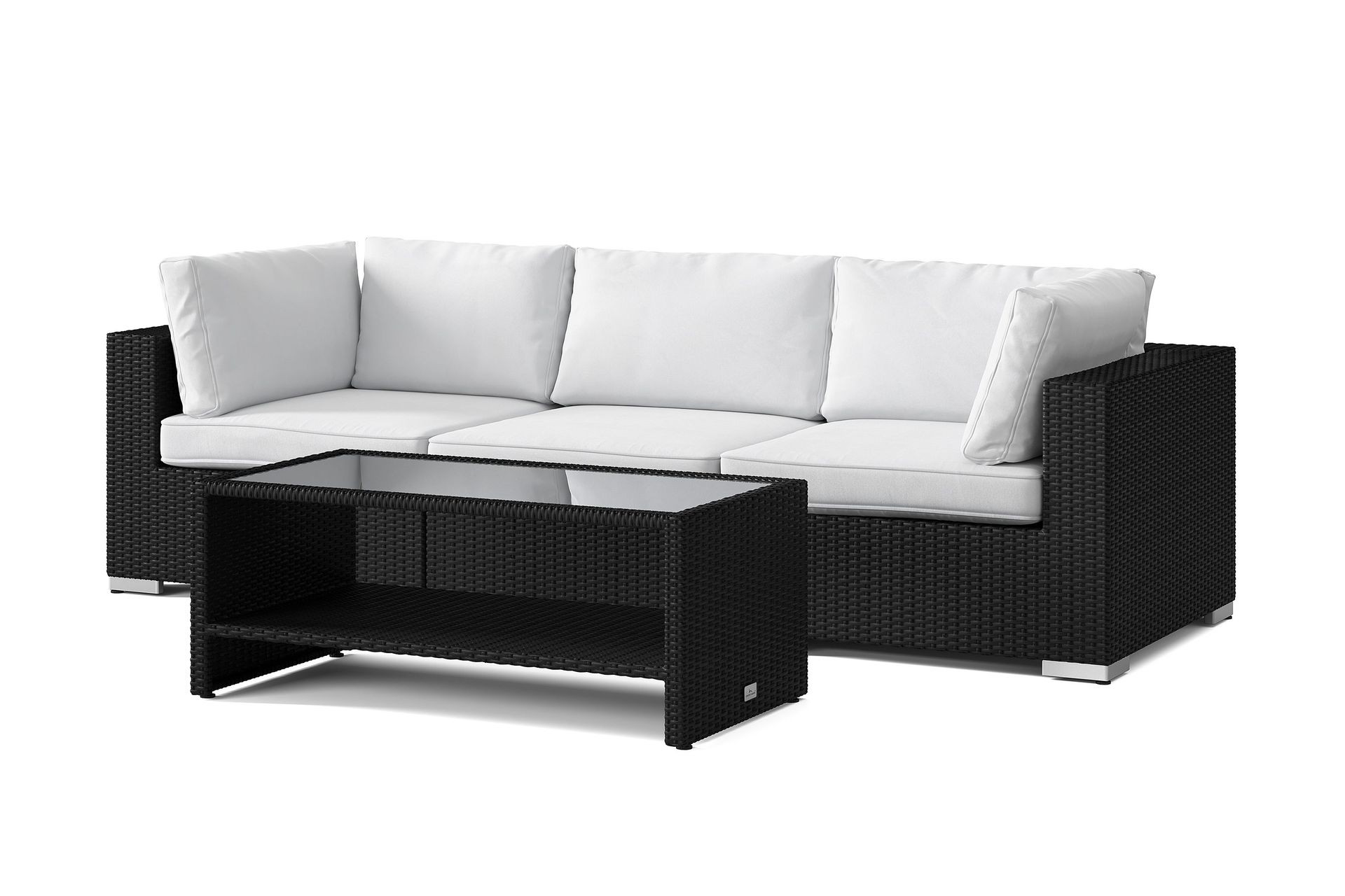 bahamas utesoffa 3-sits med bord och hylla - svart