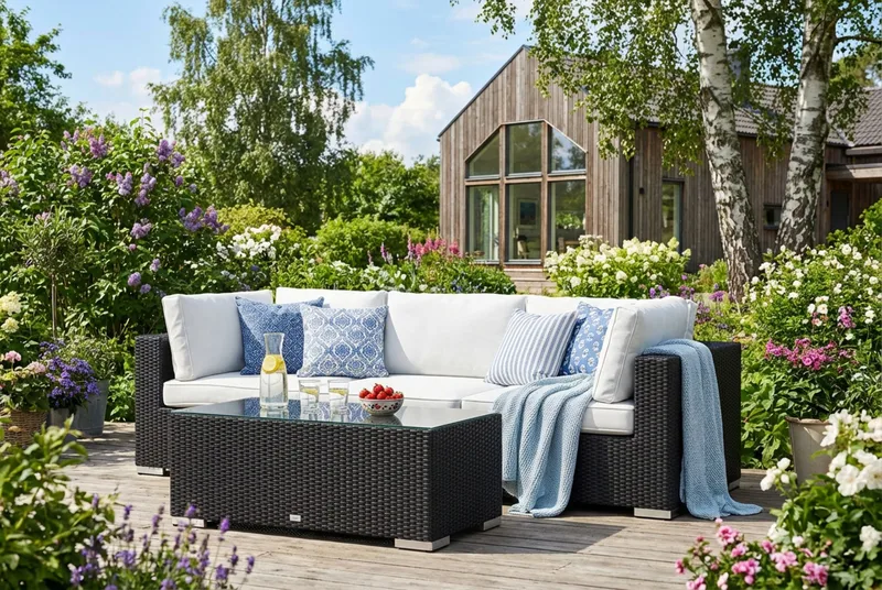 Bahamas utesoffa 3-sits med bord - Svart - Utemöbler - Utegrupp - Loungegrupp