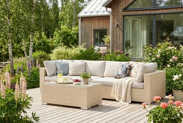 Bahamas utesoffa 4-sits med bord - Beige - Utemöbler - Utegrupp - Loungegrupp