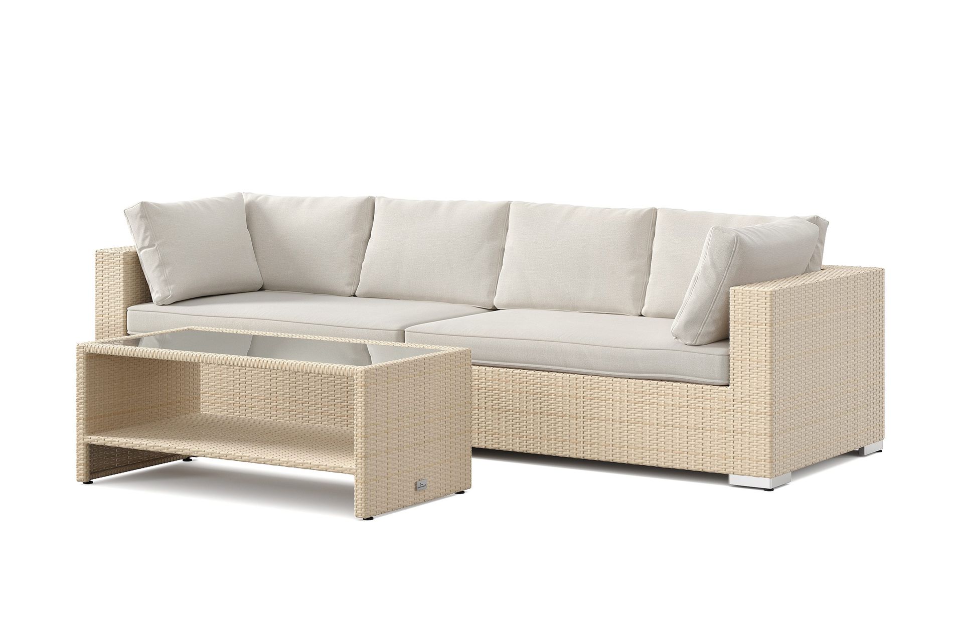 bahamas utesoffa 4-sits med bord och hylla - beige