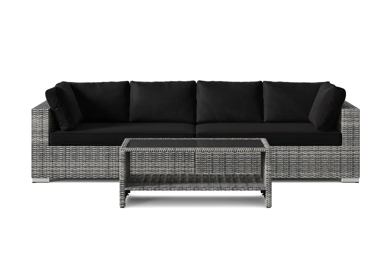 Bahamas utesoffa 4-sits med bord och hylla - Grå - Utemöbler - Utegrupp - Loungegrupp