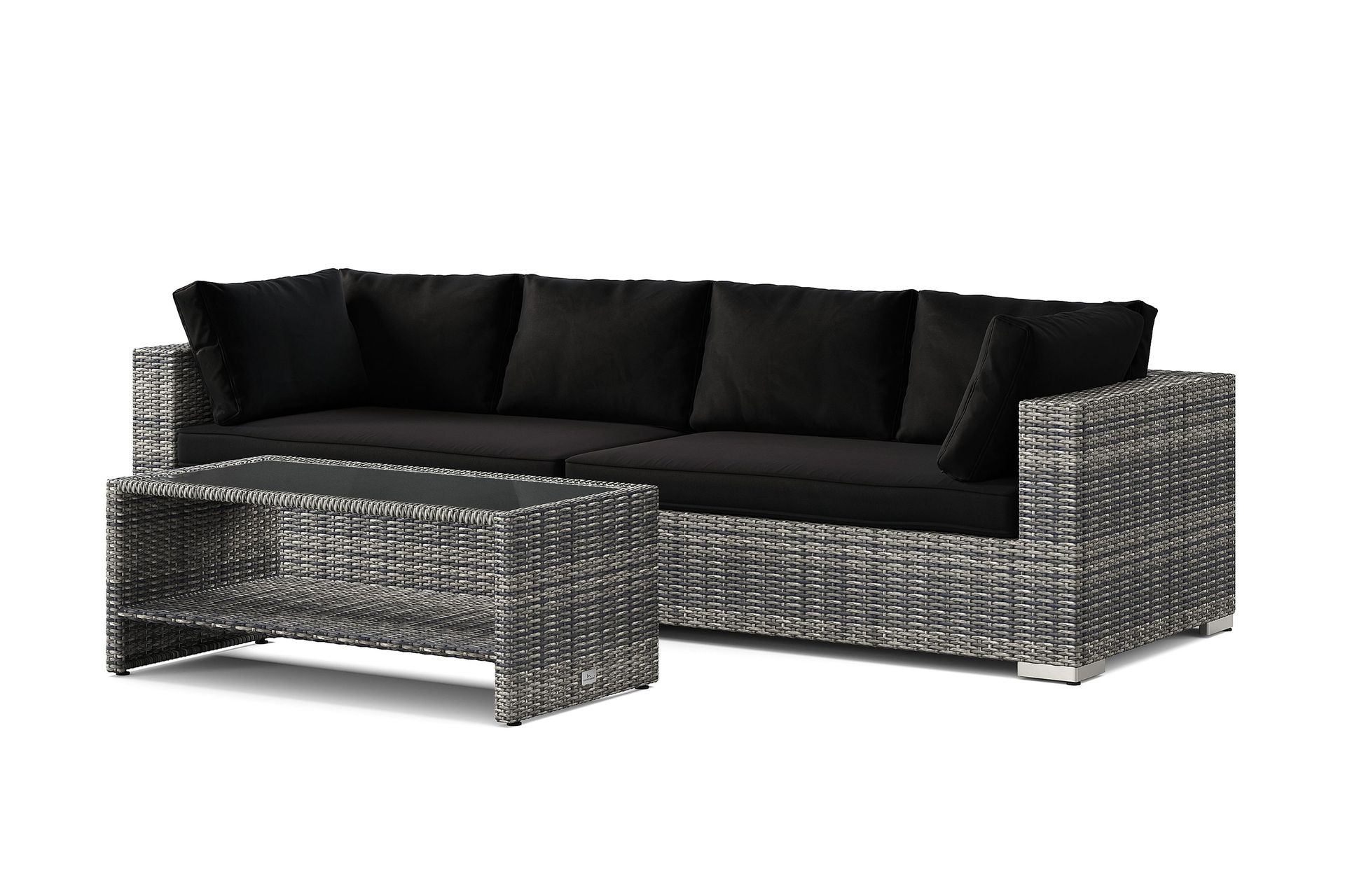 bahamas utesoffa 4-sits med bord och hylla - grå