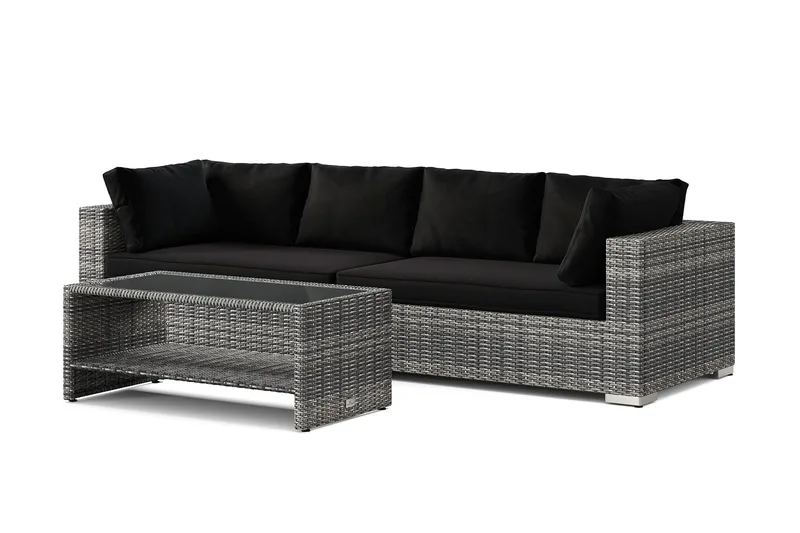 Bahamas utesoffa 4-sits med bord och hylla, Grå