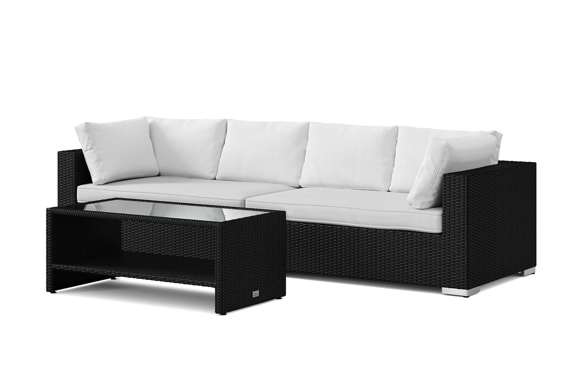 bahamas utesoffa 4-sits med bord och hylla - svart