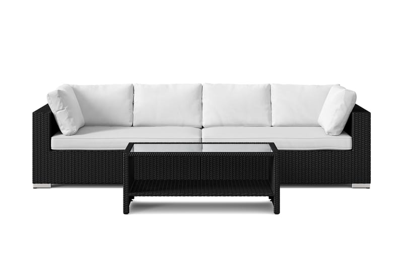 Bahamas utesoffa 4-sits med bord och hylla - Svart - Utemöbler - Utegrupp - Loungegrupp