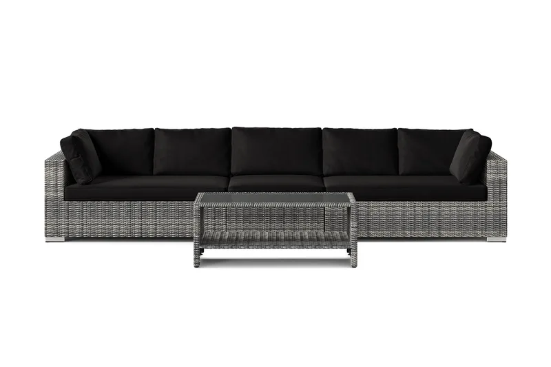 Bahamas utesoffa 5-sits med bord och hylla - Grå - Utemöbler - Utegrupp - Loungegrupp