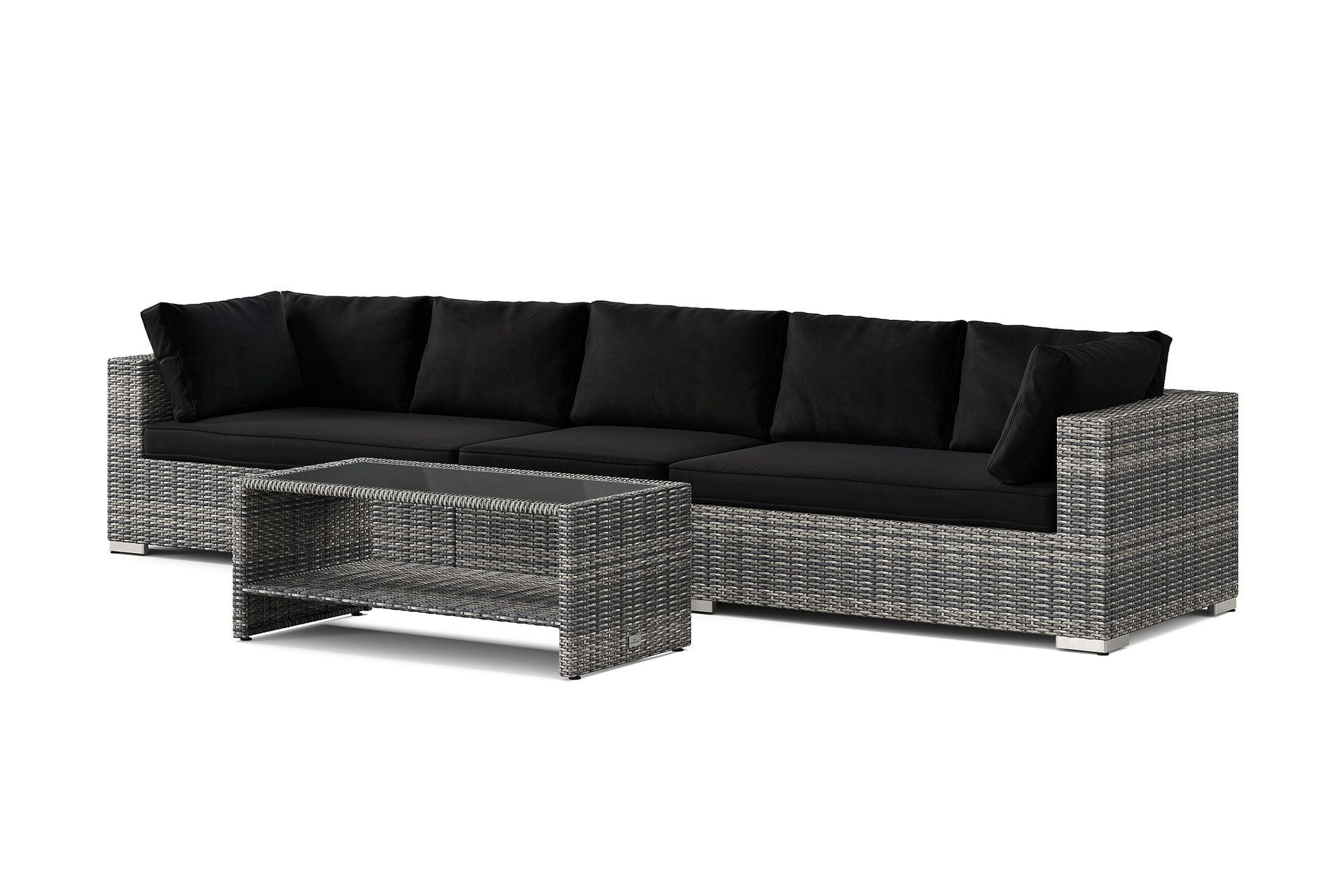 bahamas utesoffa 5-sits med bord och hylla - grå