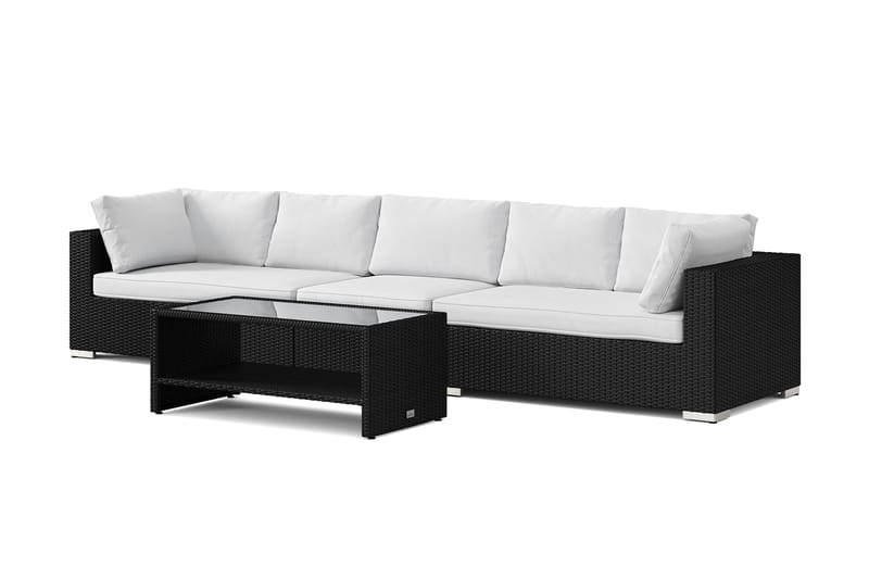 Bahamas utesoffa 5-sits med bord och hylla, Svart