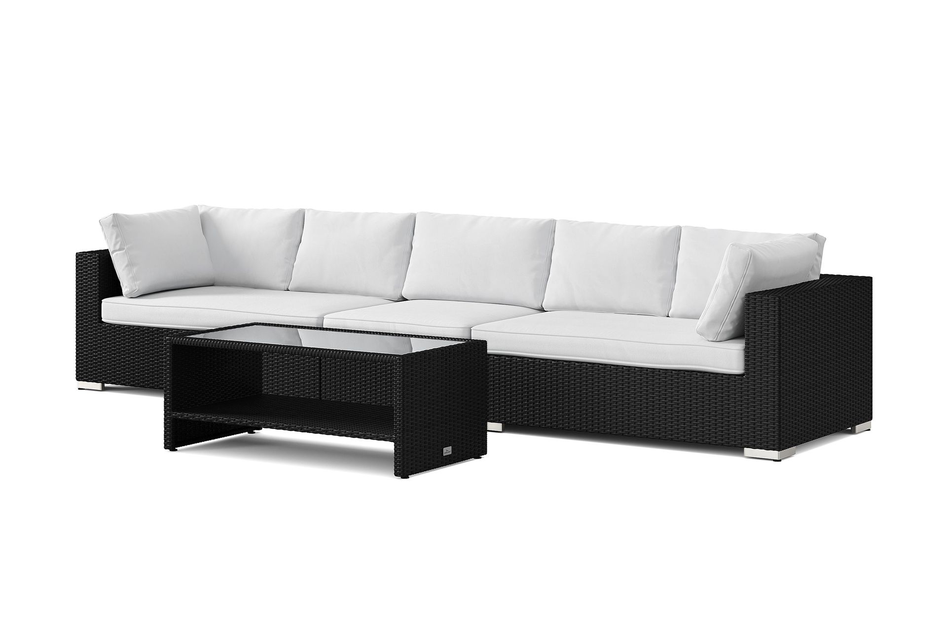 bahamas utesoffa 5-sits med bord och hylla - svart