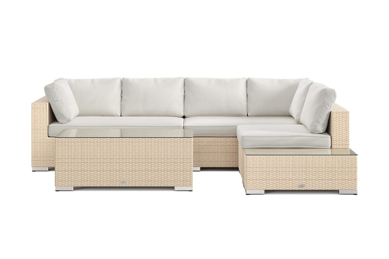 Bahamas utesoffa 5-sits vändbar schäslong med avslut och bord - Beige - Utemöbler - Utegrupp - Loungegrupp