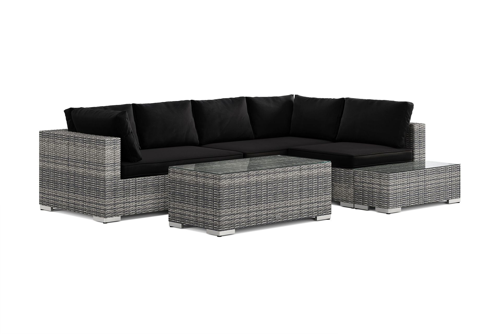 bahamas utesoffa 5-sits vändbar schäslong med avslut och bord - grå