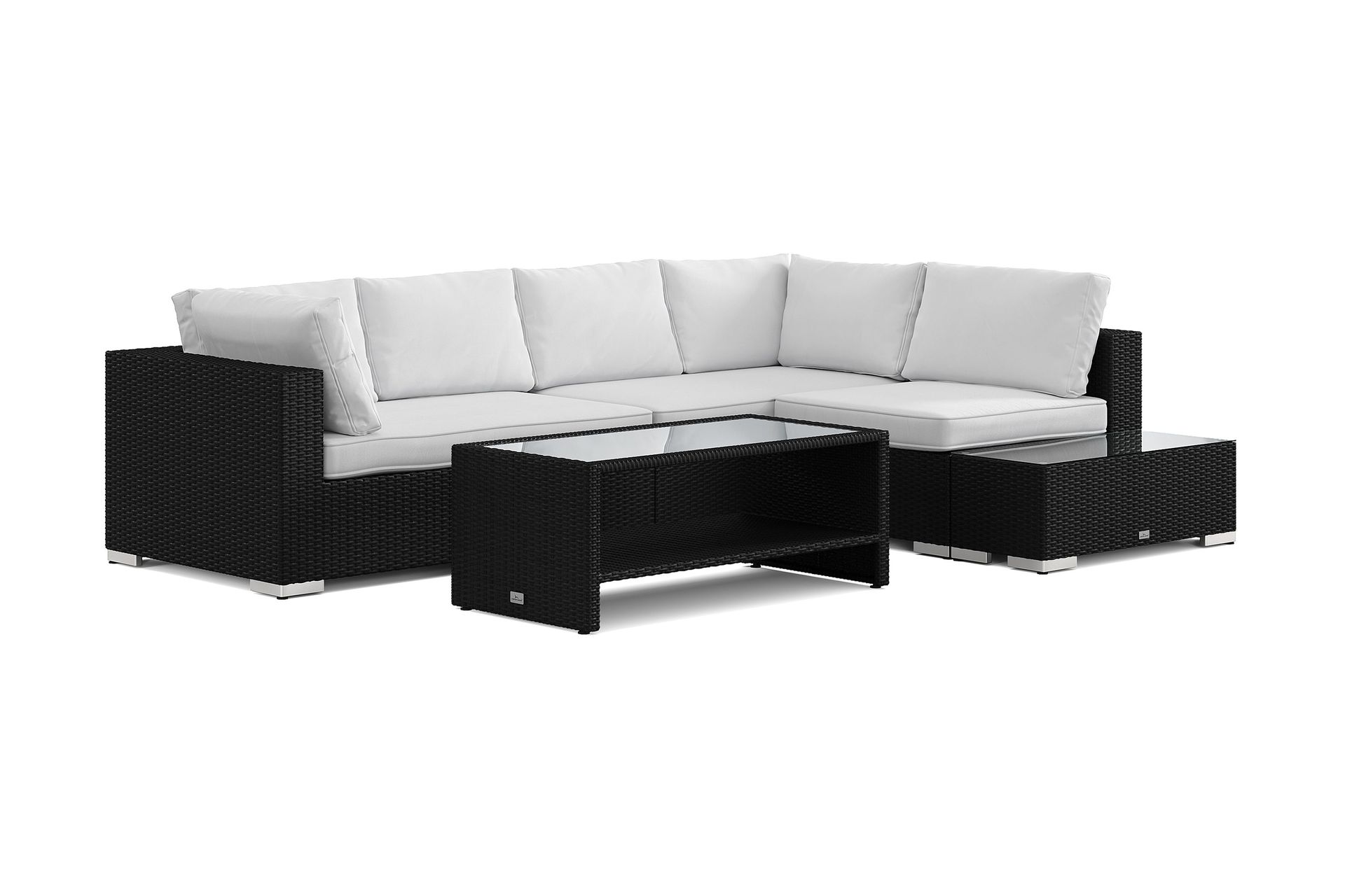 bahamas utesoffa 5-sits vändbar schäslong med avslut och bord med hylla - svart