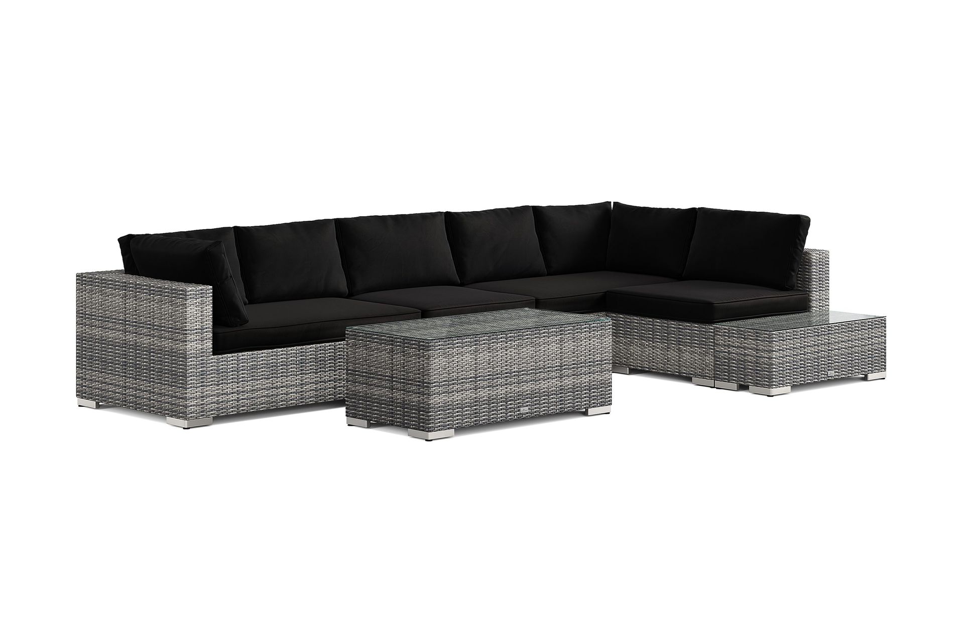 bahamas utesoffa 6-sits vändbar schäslong med avslut och bord - grå