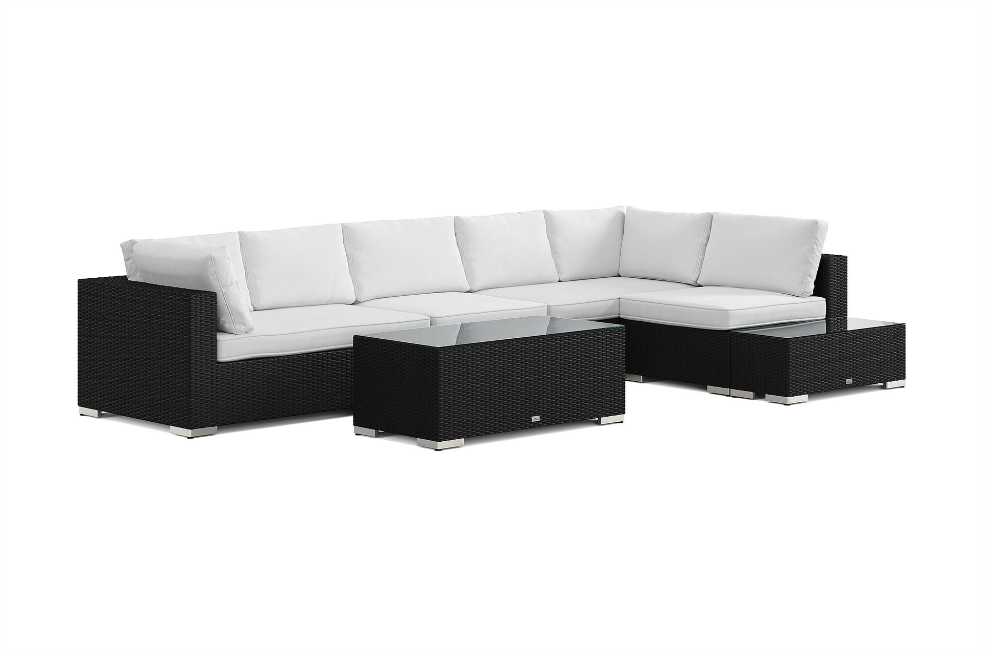 bahamas utesoffa 6-sits vändbar schäslong med avslut och bord - svart