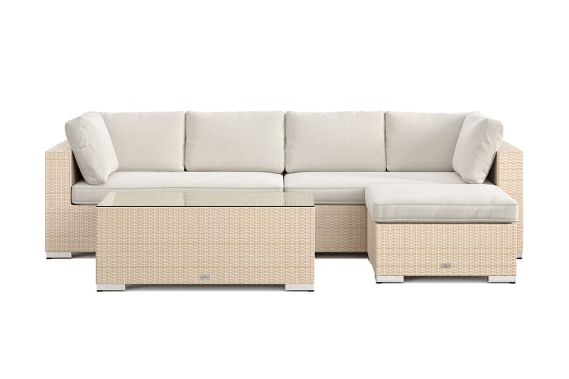 Bahamas utomhus divansoffa 5-sits med vändbar divan och bord - Beige - Utemöbler - Utegrupp - Loungegrupp