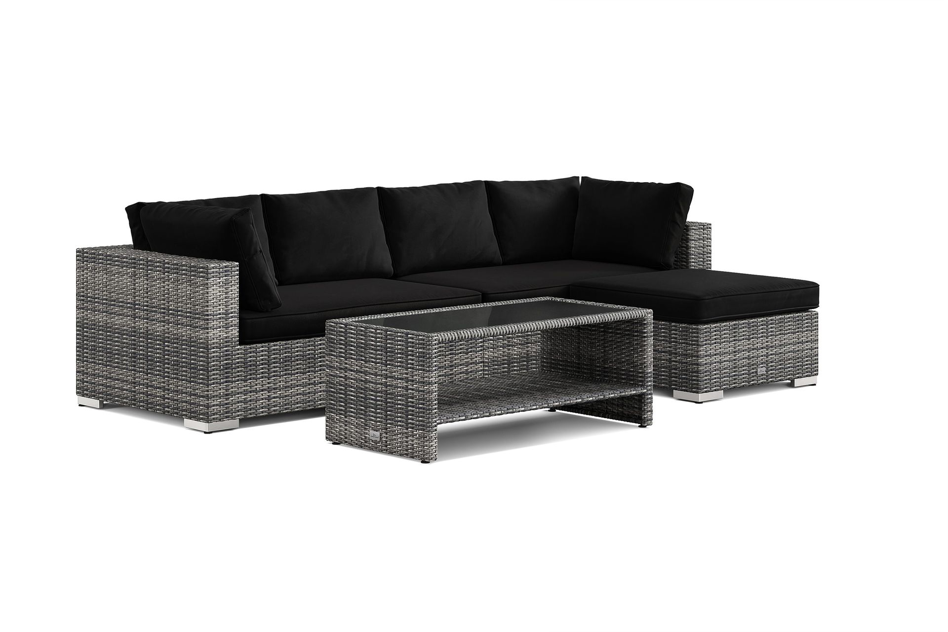 bahamas utomhus divansoffa 5-sits med vändbar divan och bord med hylla - grå