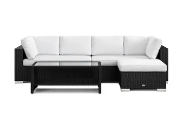 Bahamas utomhus divansoffa 5-sits med vändbar divan och bord med hylla - Svart - Utemöbler - Utegrupp - Loungegrupp