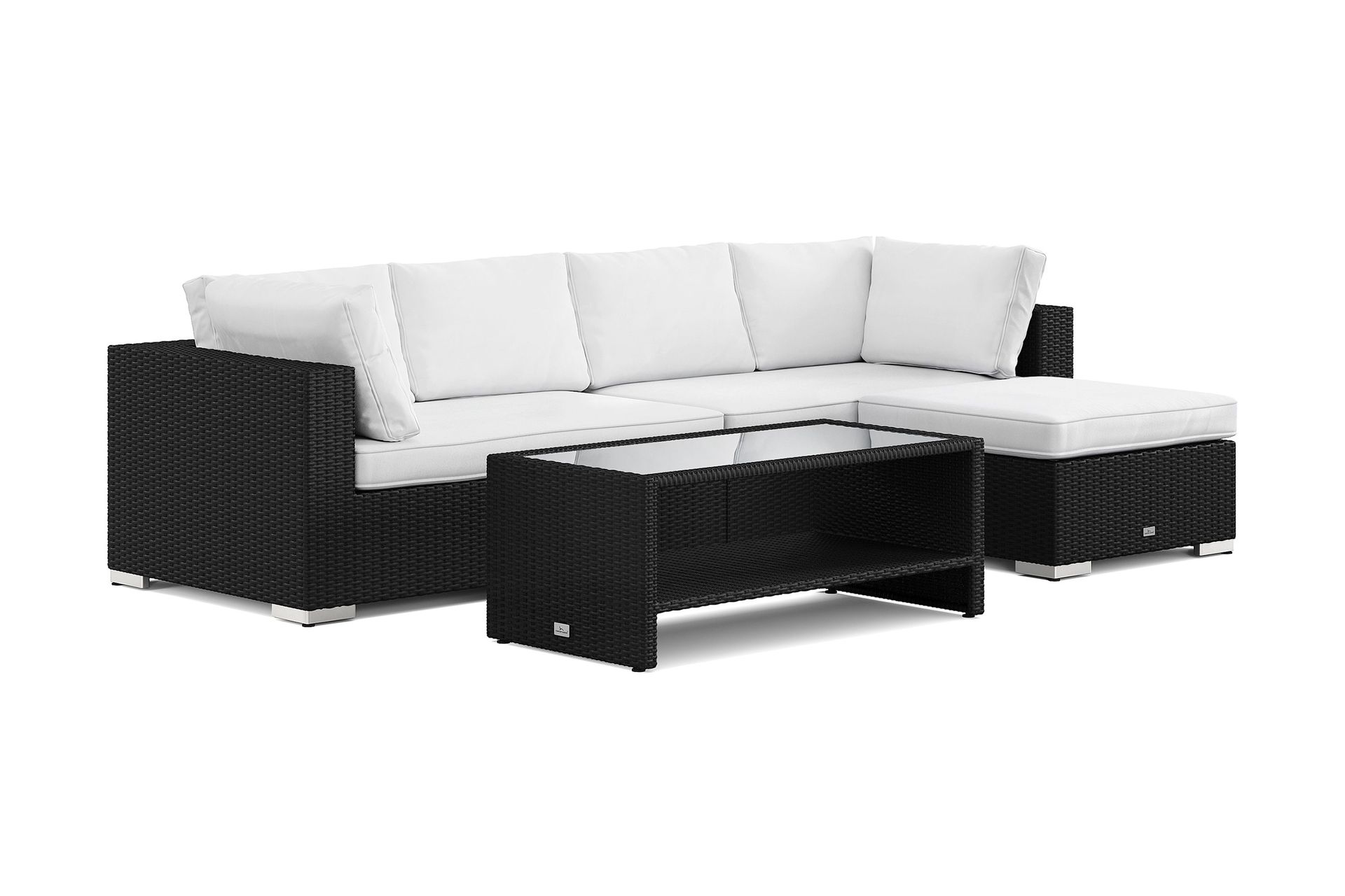 bahamas utomhus divansoffa 5-sits med vändbar divan och bord med hylla - svart