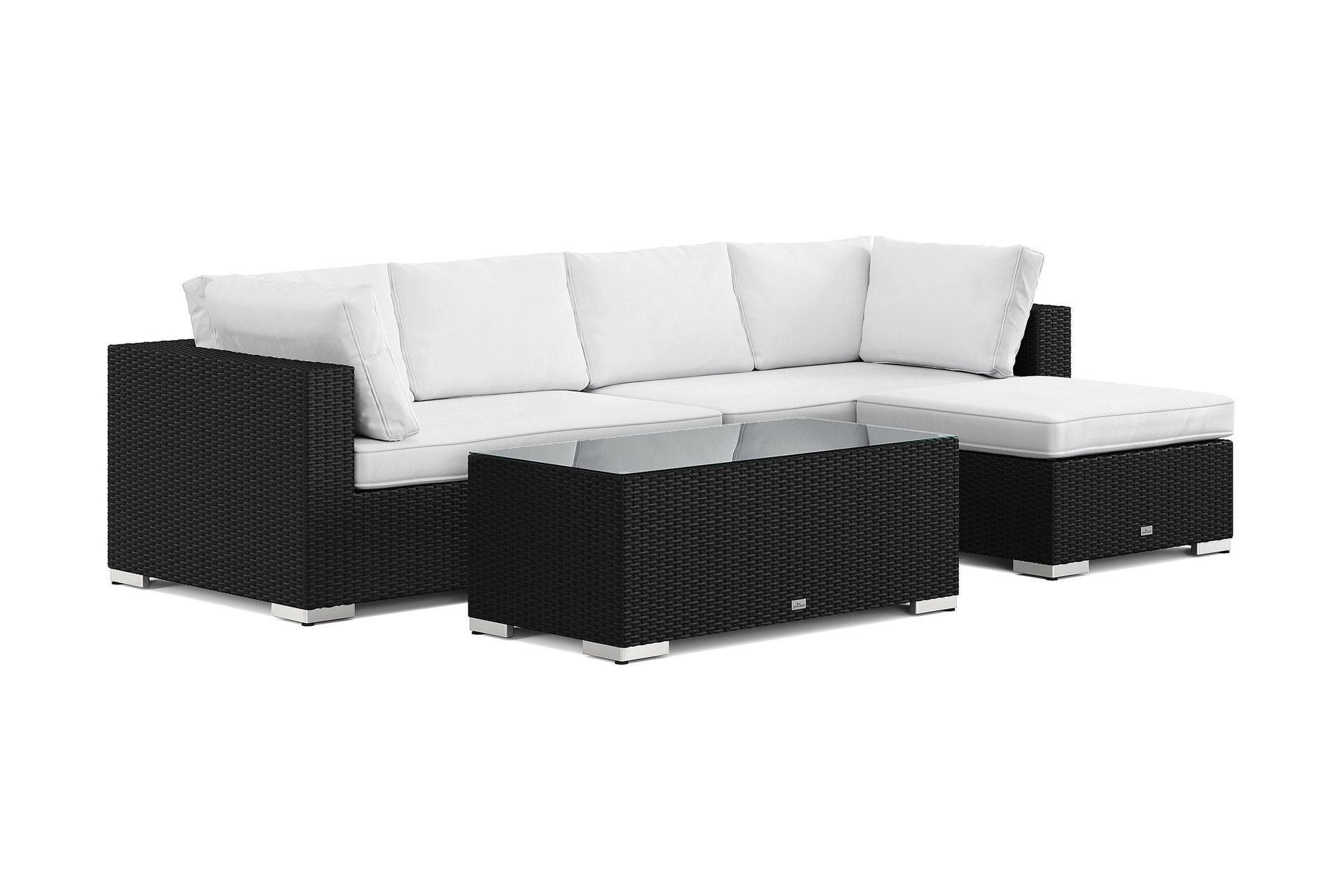 Bahamas utomhus divansoffa 5-sits med v&auml;ndbar divan och bord - Svart