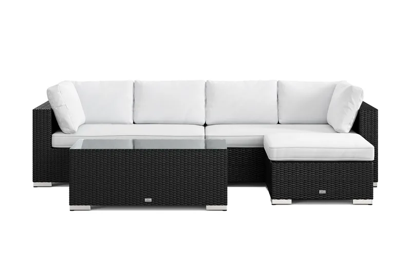 Bahamas utomhus divansoffa 5-sits med vändbar divan och bord - Svart - Utemöbler - Utegrupp - Loungegrupp