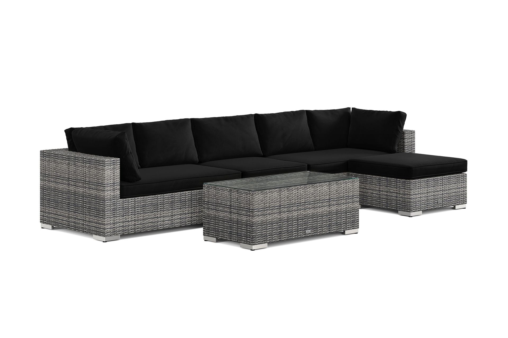 bahamas utomhus divansoffa 6-sits med vändbar divan och bord - grå