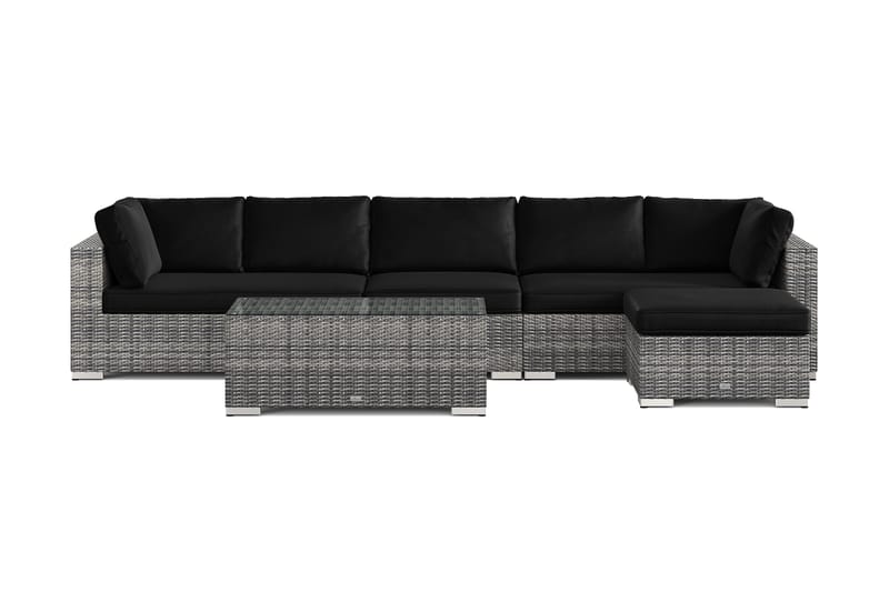 Bahamas utomhus divansoffa 6-sits med vändbar divan och bord - Grå - Utemöbler - Utegrupp - Loungegrupp