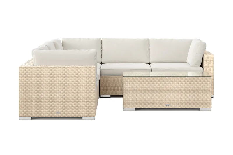 Bahamas utomhus hörnsoffa 5-sits vändbar med bord - Beige - Utemöbler - Utegrupp - Loungegrupp