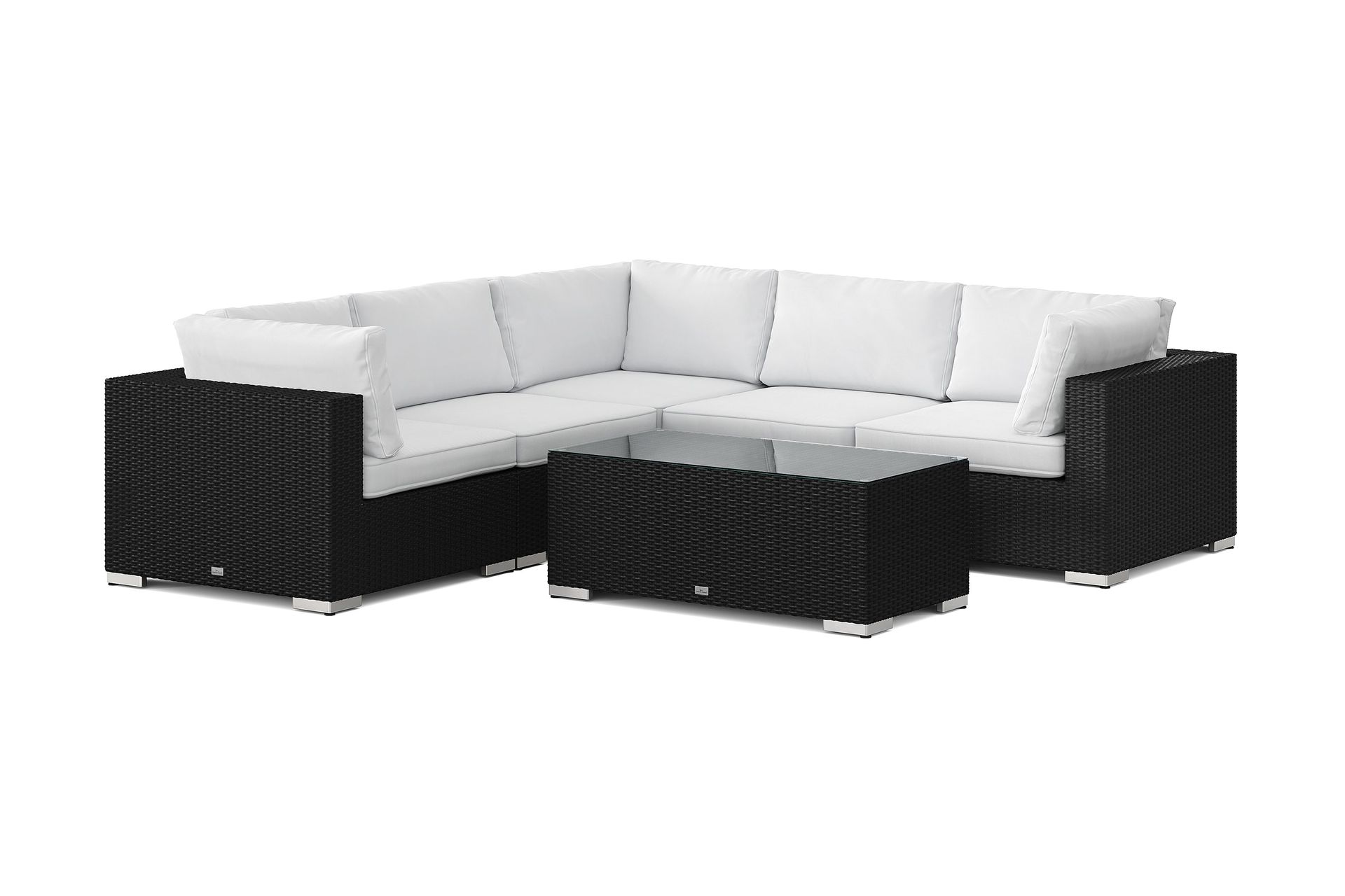 bahamas utomhus hörnsoffa 5-sits vändbar med bord - svart