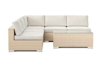 Bahamas utomhus hörnsoffa 5-sits vändbar med öppet avslut och bord - Beige - Utemöbler - Utegrupp - Loungegrupp