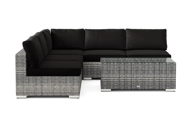 Bahamas utomhus hörnsoffa 5-sits vändbar med öppet avslut och bord - Grå - Utemöbler - Utegrupp - Loungegrupp