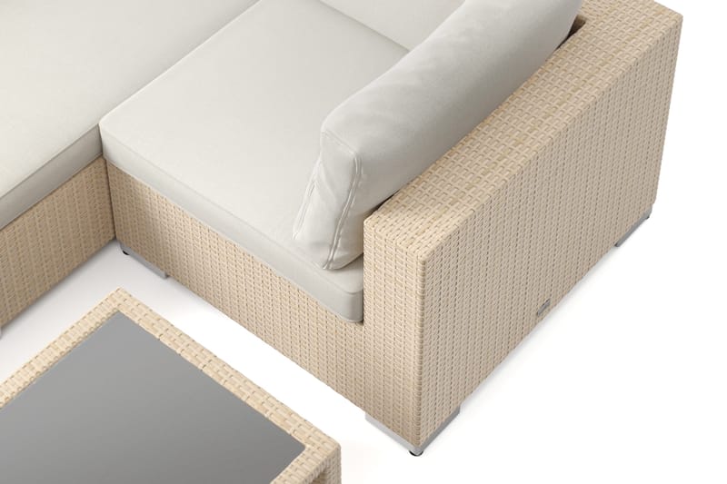 Bahamas utomhus hörnsoffa 5-sits vändbar och bord med hylla - Beige - Utemöbler - Utegrupp - Loungegrupp