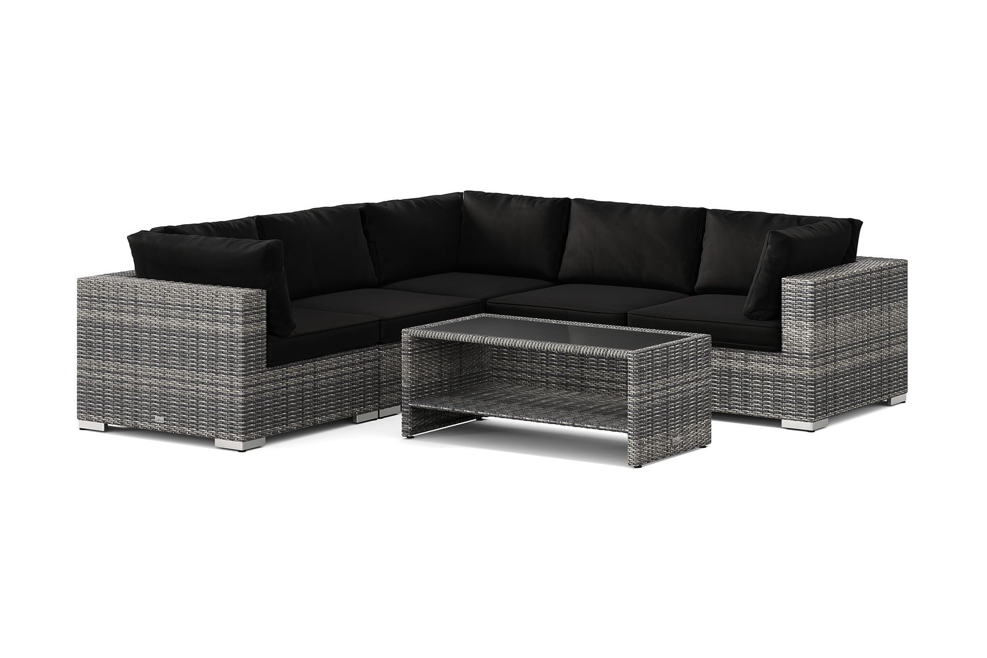 bahamas utomhus hörnsoffa 5-sits vändbar och bord med hylla - grå