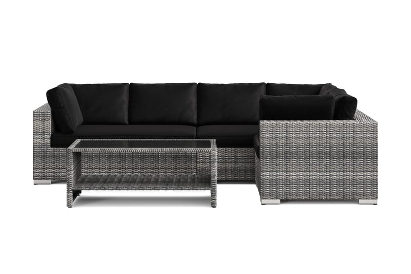 Bahamas utomhus hörnsoffa 5-sits vändbar och bord med hylla - Grå - Utemöbler - Utegrupp - Loungegrupp
