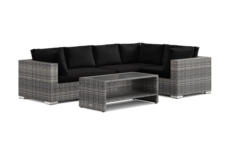 Bahamas utomhus hörnsoffa 5-sits vändbar och bord med hylla, Grå