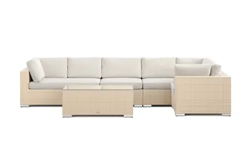 Bahamas utomhus hörnsoffa 6-sits vändbar med bord - Beige - Utemöbler - Utegrupp - Loungegrupp