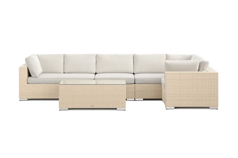 Bahamas utomhus hörnsoffa 6-sits vändbar med bord - Beige - Utemöbler - Utegrupp - Loungegrupp